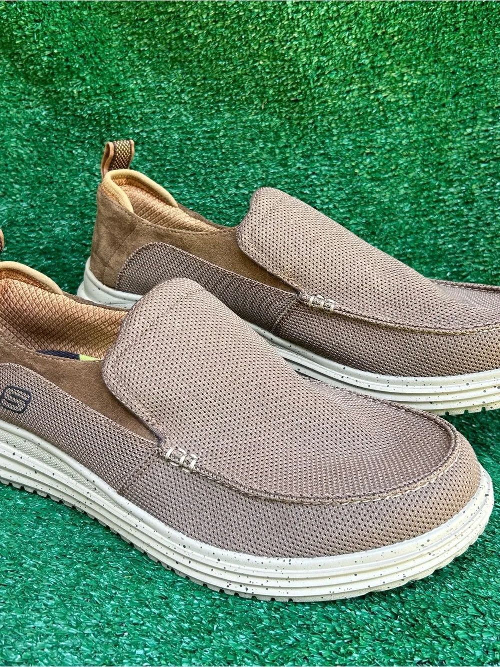 SKECHERS Proven Renco Men's 13 W Wide Brown Slip On Loafers Mesh Shoes 204568W